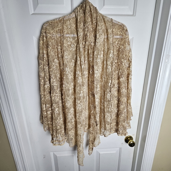 Designs Today's Women Elegant Lace Beige/Gold Dress/Jacket Size XL - Picture 5 of 16